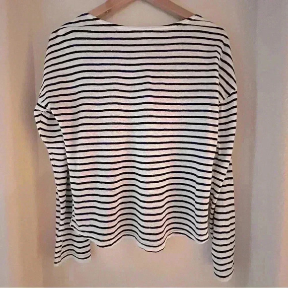 Frame Long Sleeve Striped Linen Top - Picture 3 of 5